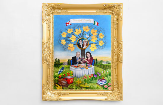 Luxury 50th anniversary gift for parents: custom family tree painting.