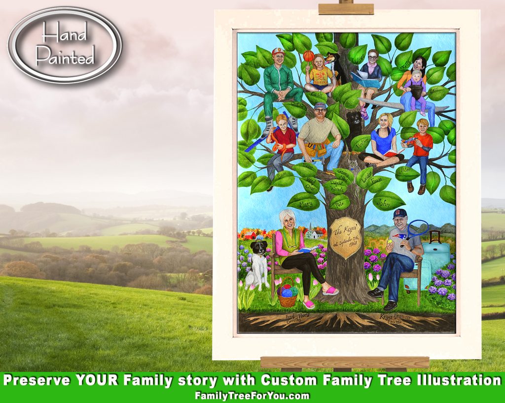 Sentimental 50 year marriage anniversary gift for parents: their own family tree that tells and preserves their family story