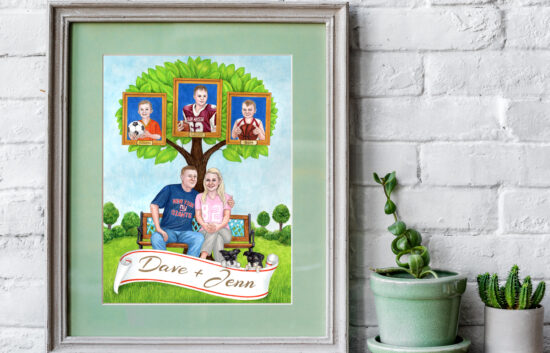 Personalized family tree gift for a blended family.