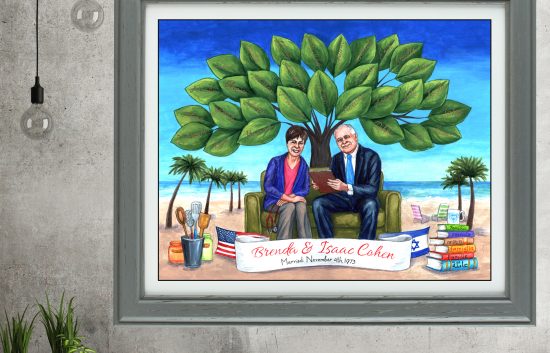 Family tree illustration personalized as an anniversary gift