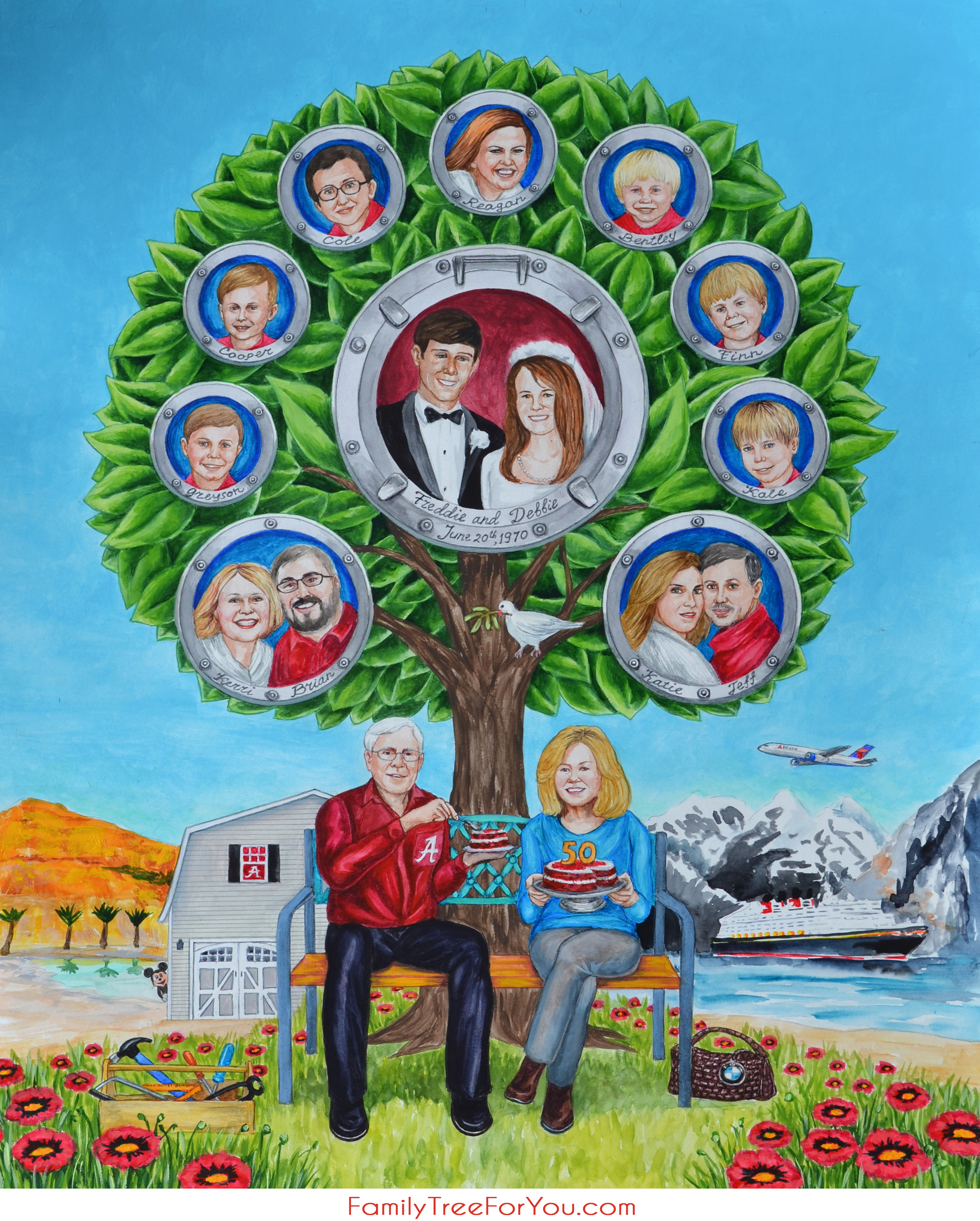 personalized genealogical tree painting