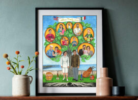 Heirloom family tree created for an Italian American to reflect the family's heritage.