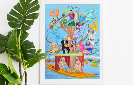 Unique 60th anniversary gift for Pakistani parents: their own hand-painted family tree that reflects their Pakistani heritage.